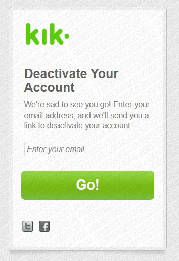 enter email address to deactivate kik account